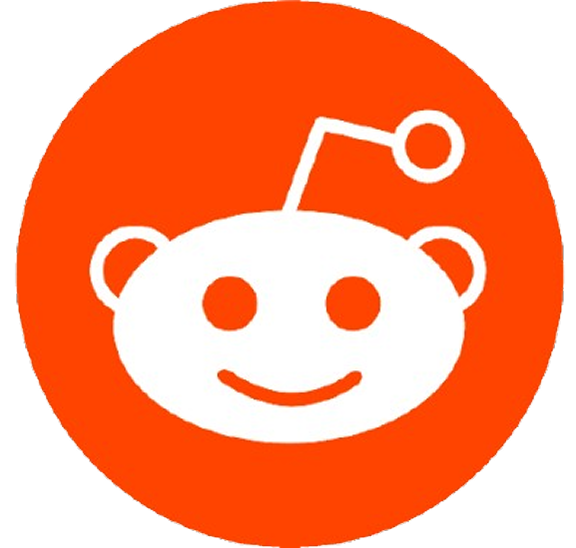 Reddit logo icon, smiling alien face on orange circle
